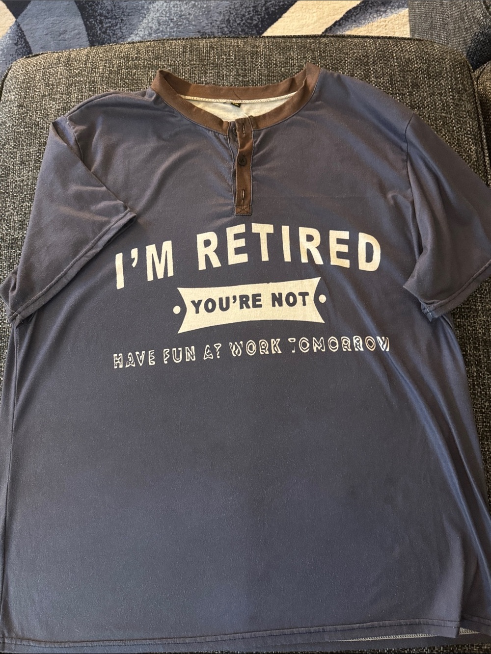 Men's Navy 'I'm Retired' Graphic Henley Shirt